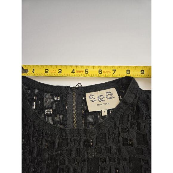 SEA New York Black Lace Shirt 1/2 Zip Breathable Mesh Size 2 Black EUC - Picture 5 of 11